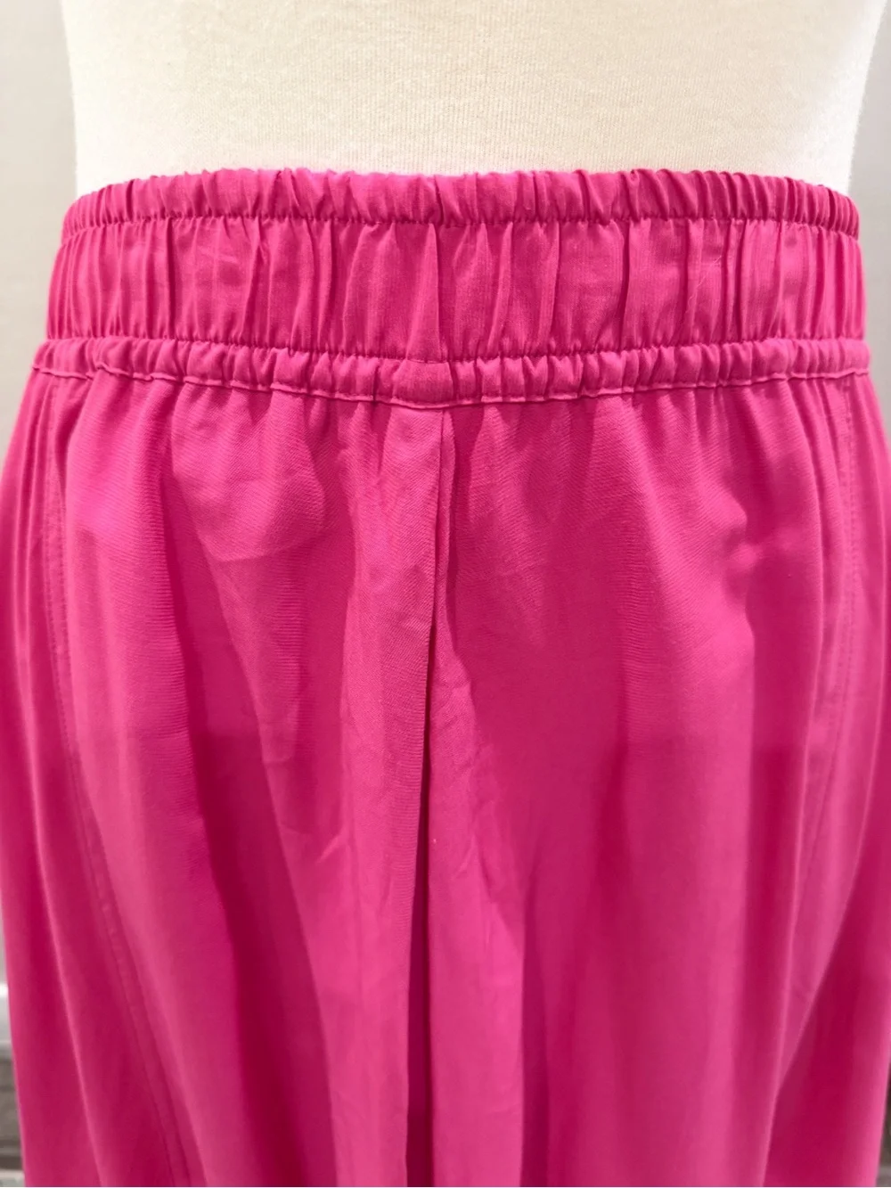 DKNY Handkerchief Hem Mixed Media Pull On Elastic Waist Maxi Skirt Pink XL NWT